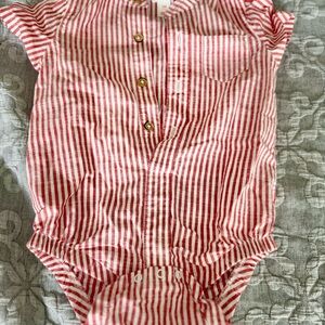 Cat & Jack Red and White Striped Kids Shirt